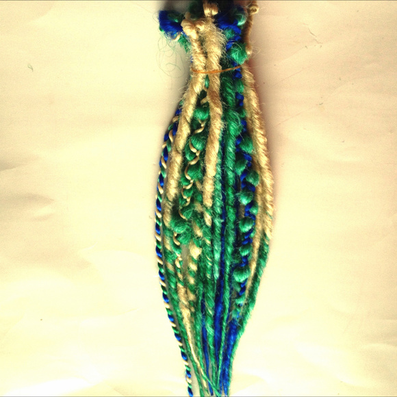 15 Blue & Green Dreads Dreadlocks Hair Extensions - Picture 1 of 5